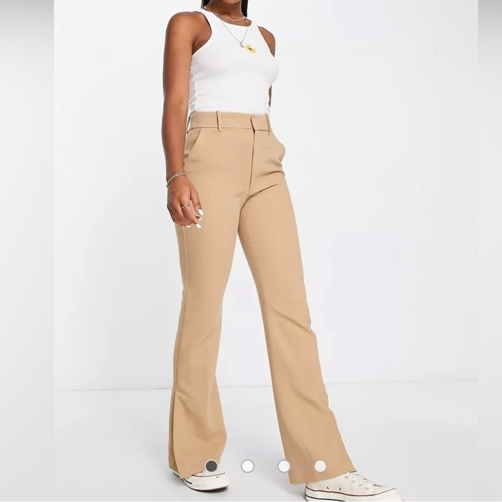 ABERCROMBIE + FITCH Tailored Split Hem Career Professional Flare Camel Trousers - Picture 2 of 11